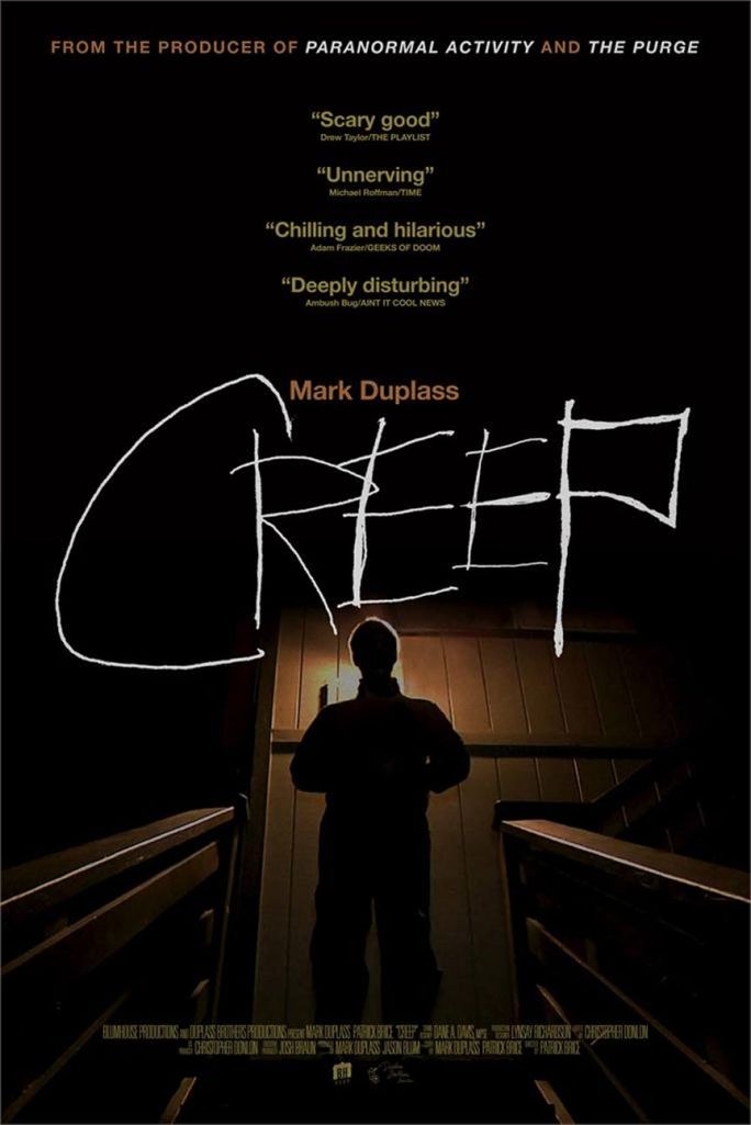 creep poster featuring man in silhouette at the top of stairs