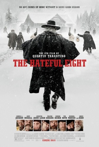 hatefuleight poster featuring title and men walking toward a cabin