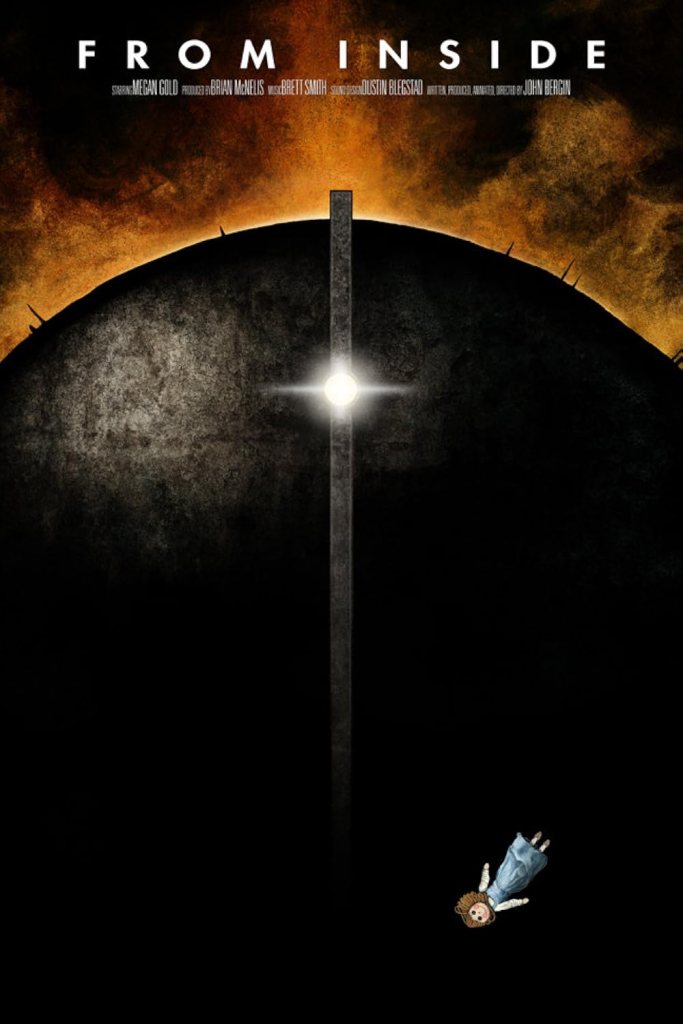 From Inside poster featuring title and front of hellish train with doll falling in front of it